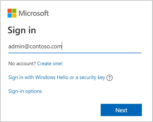 Screenshot of Microsoft sign-in
