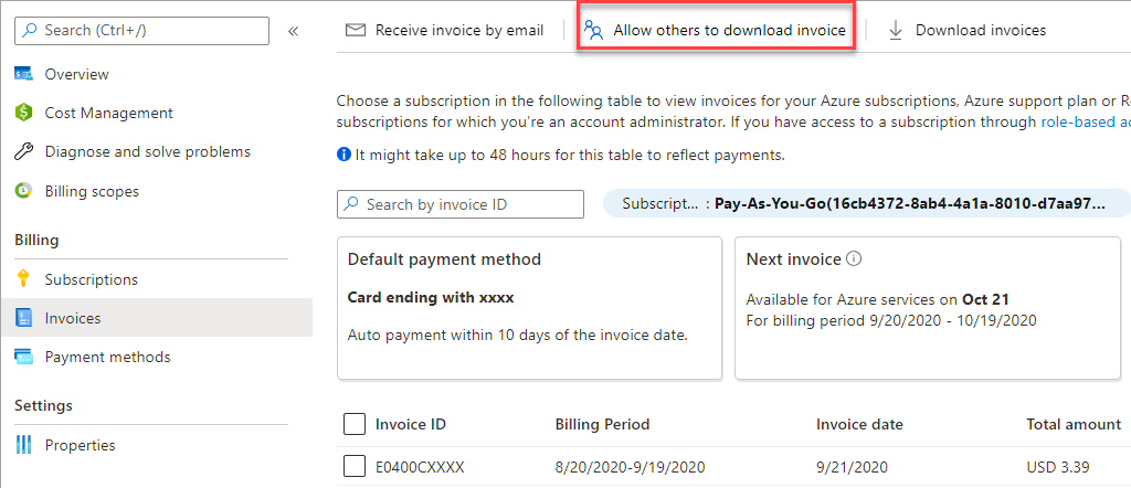 View And Download Your Azure Invoice Microsoft Docs