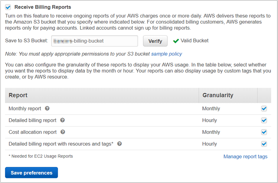 select granularity to enable reports