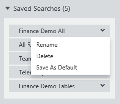 Options for managing saved searches