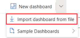 Screenshot of dashboard, showing the import from file option.