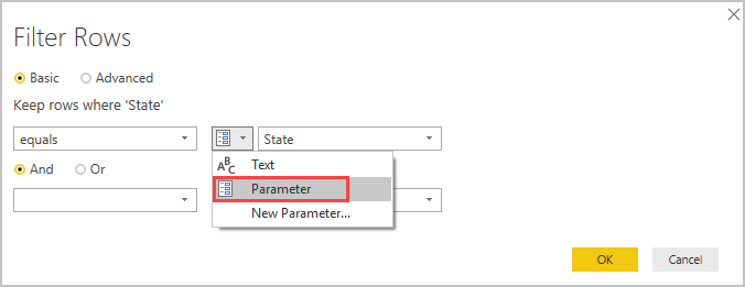filter results using a parameter.