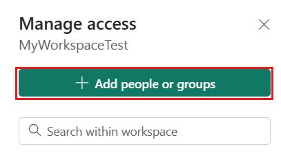  Screenshot shows Fabric workspace Manage access pane.