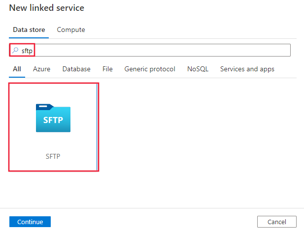 Screenshot of the SFTP connector.