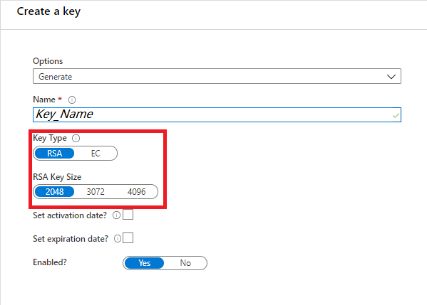 Screenshot showing how to generate Customer-Managed Key.