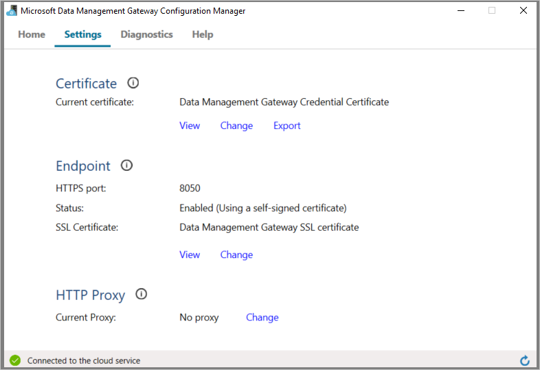 Gateway certificate configuration