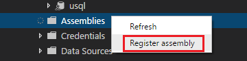 "Register assembly" command on the shortcut menu for the Assemblies node