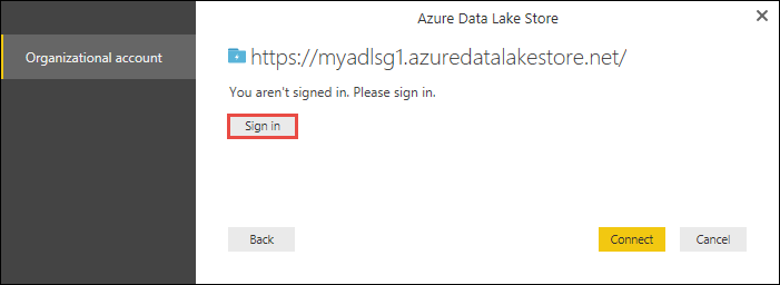 Sign into Data Lake Storage Gen1