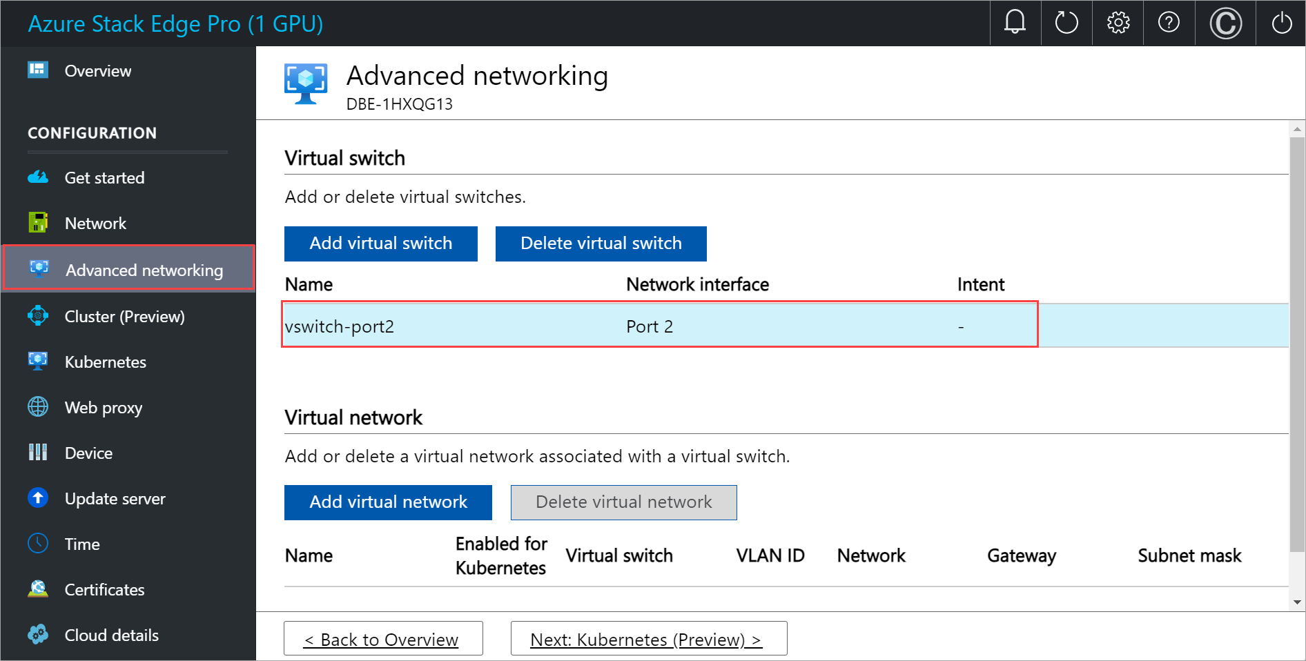 Screenshot of the Configure compute page in Advanced networking in local UI 3