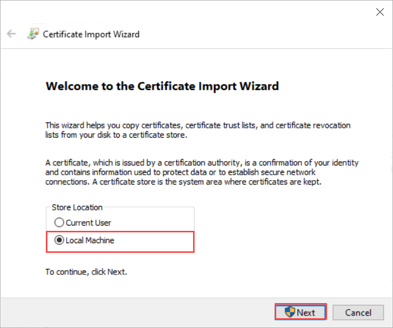 Install certificate 1