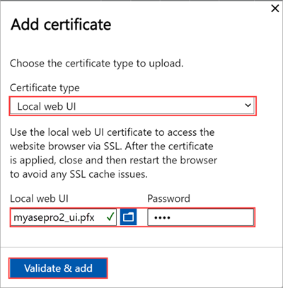 Local web UI "Certificates" page 7