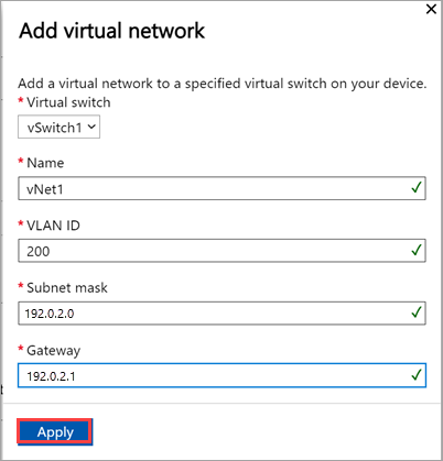 Screenshot of how to add virtual network in "Advanced networking" page in local UI for one node.