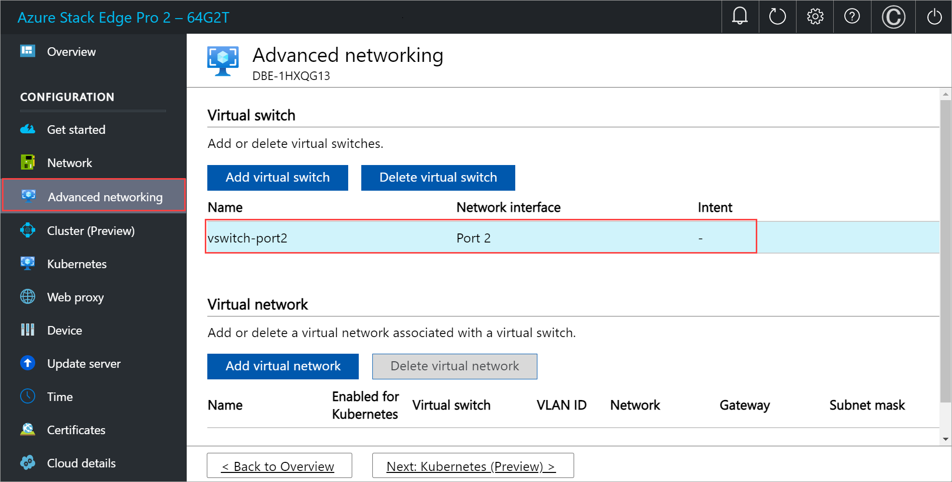 Screenshot of the Configure compute page in Advanced networking in local UI 3.