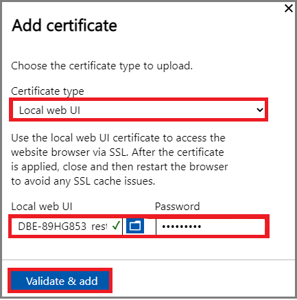 Local web UI "Certificates" page 7