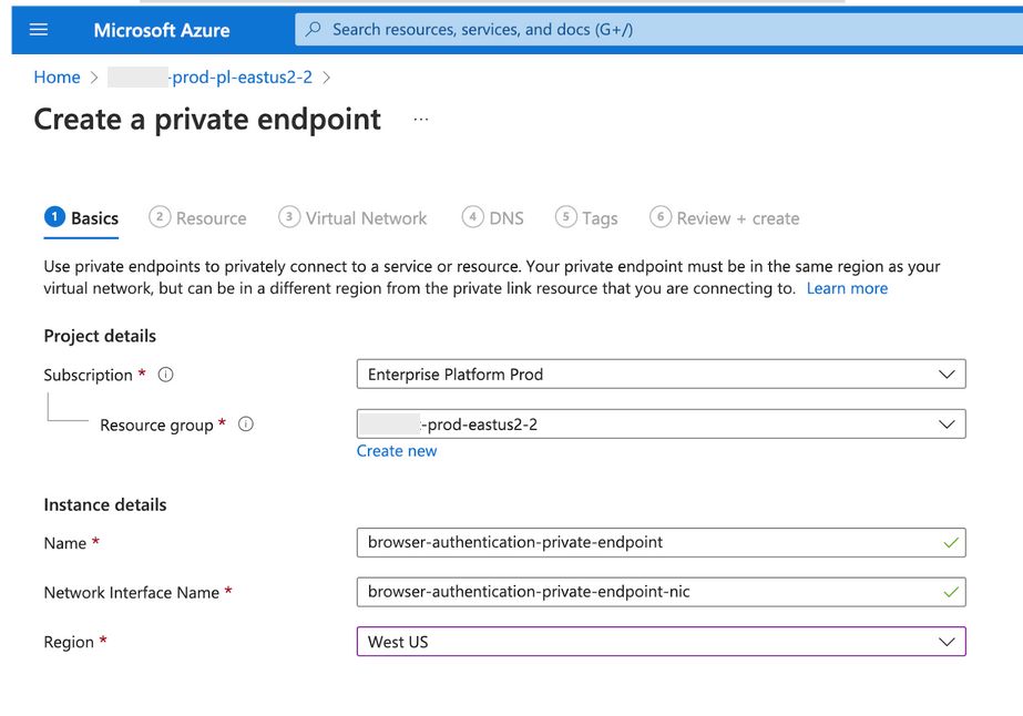 create private endpoint