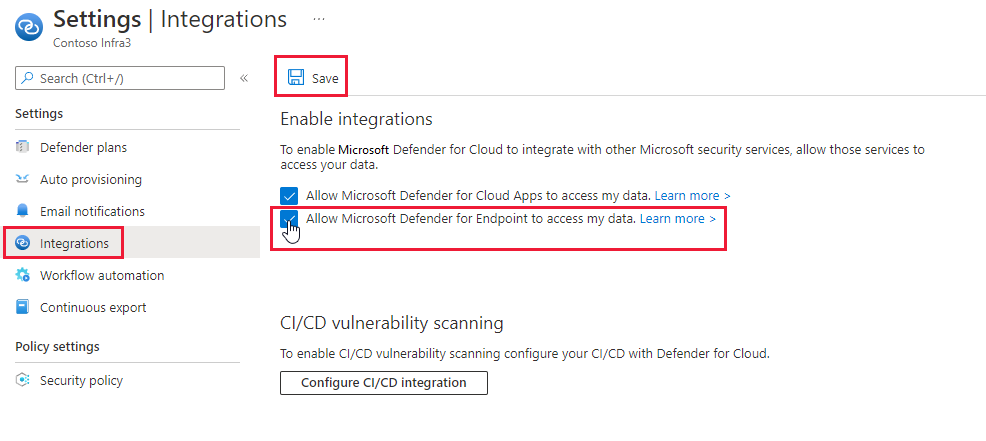 Enable the integration between Microsoft Defender for Cloud and Microsoft's EDR solution, Microsoft Defender for Endpoint