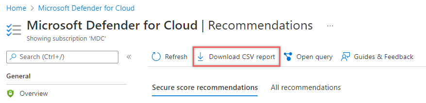 Screenshot showing you where to select the Download C S V report from.