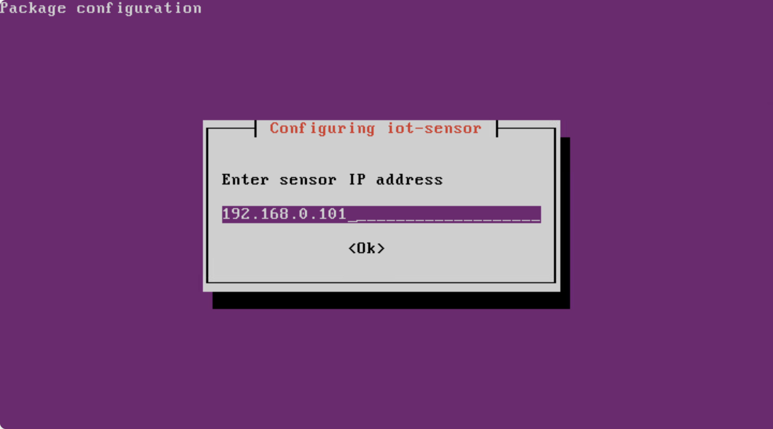 Screenshot of the Enter sensor IP address screen.