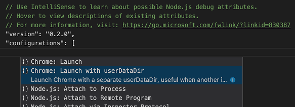 Adding a Chrome configuration to Visual Studio Code