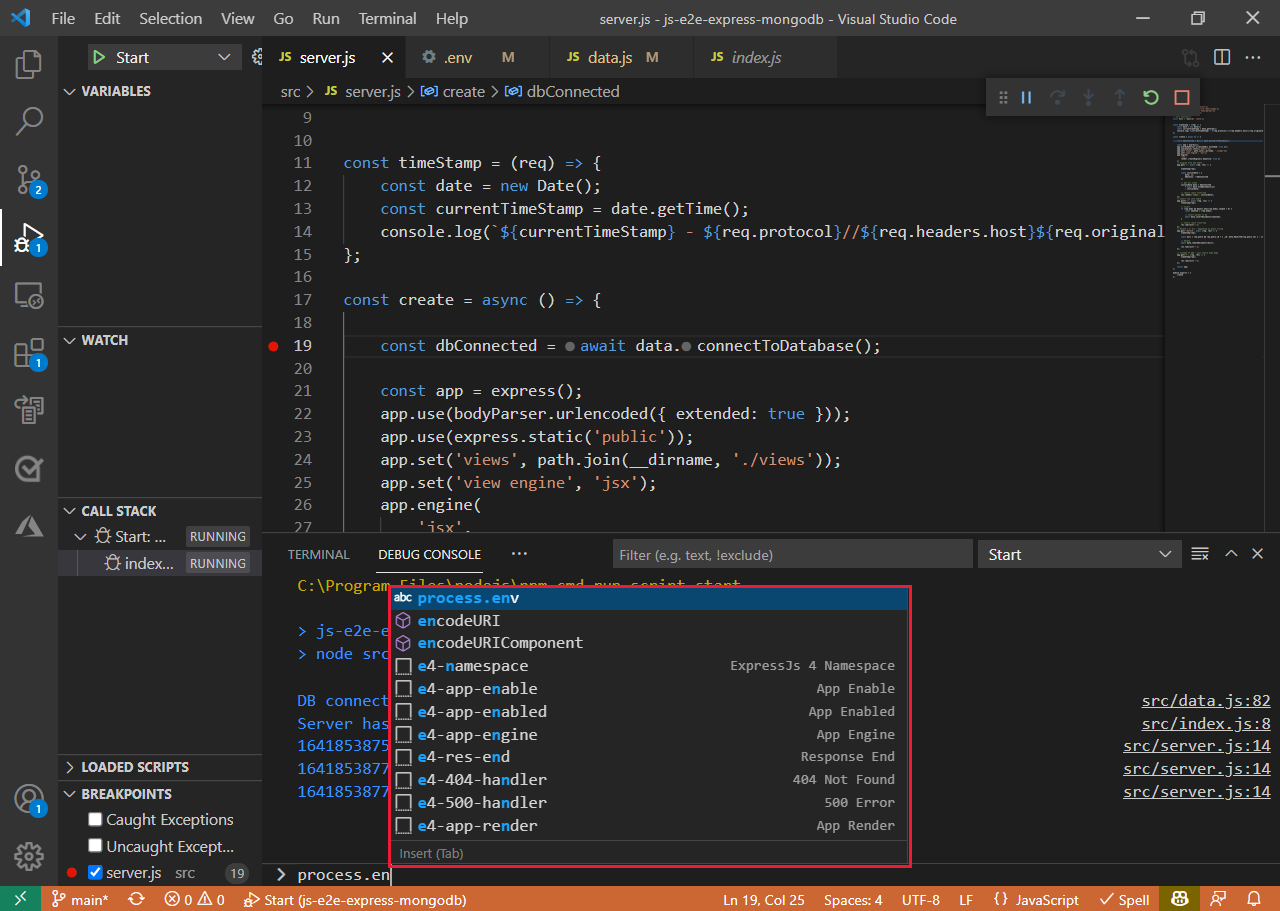visual studio code node js debugger