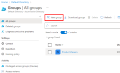 A screenshot showing the location of the New Group button in the All groups page.