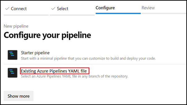 Existing YAML pipeline