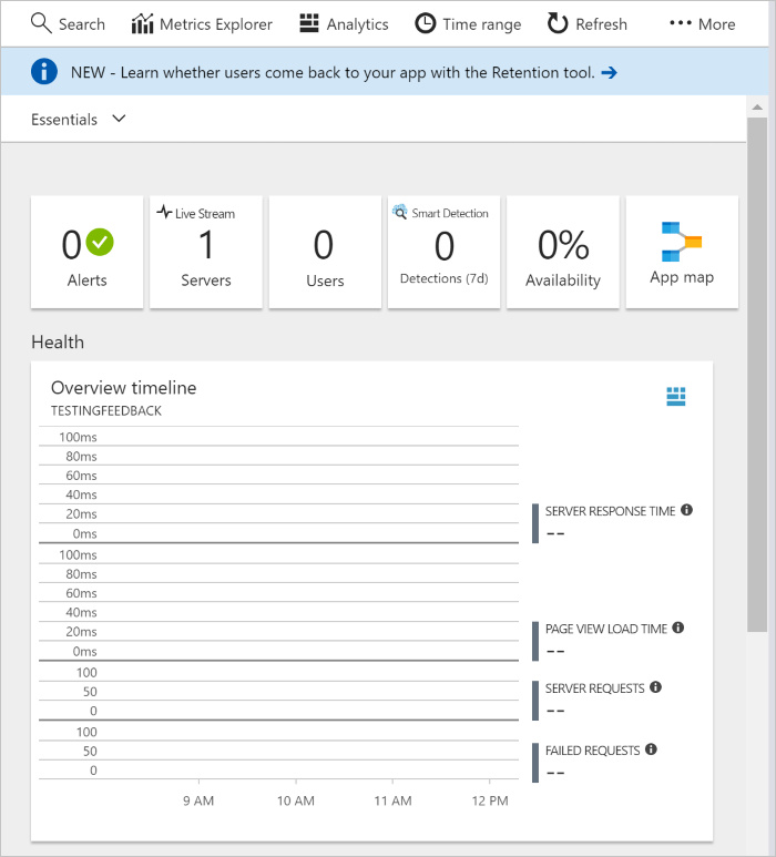 The Application Insights pane
