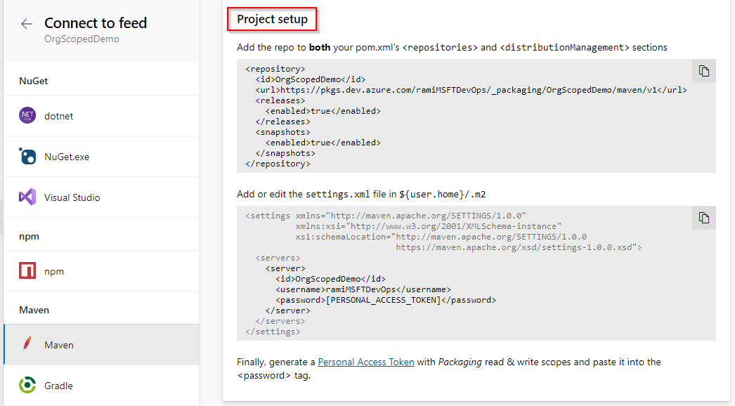Screenshot showing how to set up Maven projects.