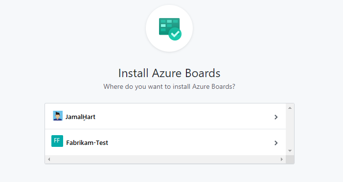 Install Azure Boards, Choose Project