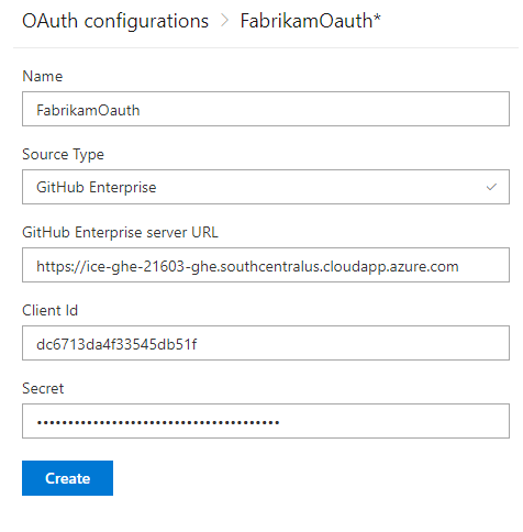 Screenshot of OAuth configuration dialog.
