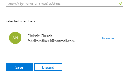 Screenshot showing selected member name and email alias.