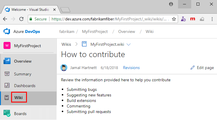 Create a project wiki to share information - Azure DevOps ...