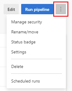 Pipeline settings and more actions