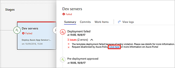 Azure Policy failure message