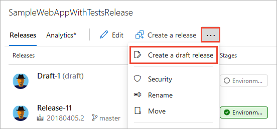 Create a draft release in the list of releases