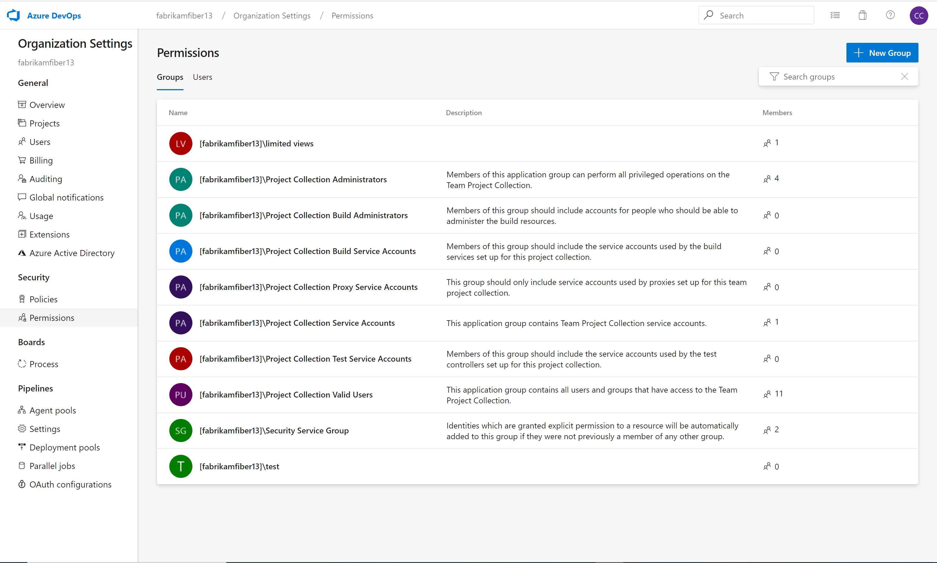Manage organization and project permissions.