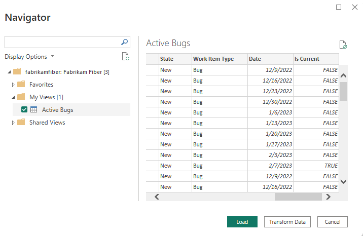 Active bugs load in Power BI 