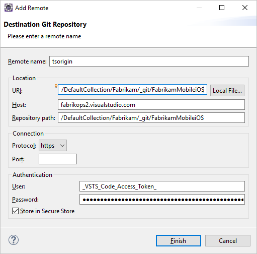 Push your code to Azure Repos using the Clone URL from the web