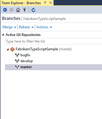 Deleting a branch in Visual Studio
