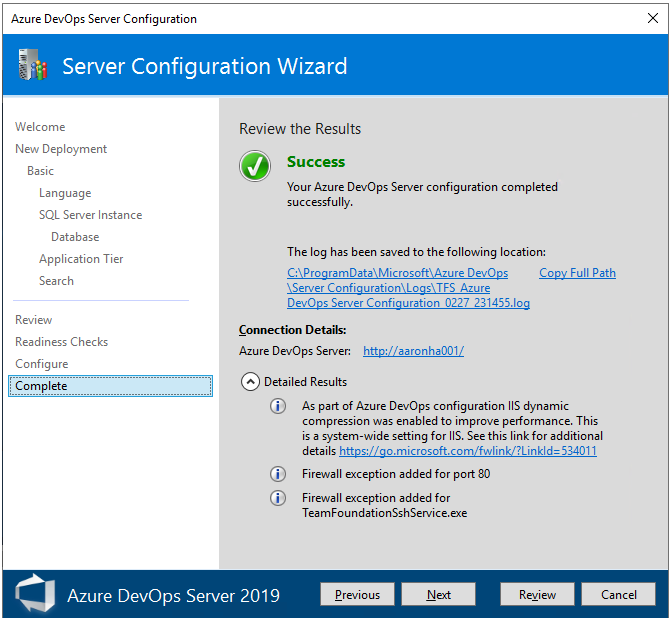 Install on single server - Azure DevOps | Microsoft Docs