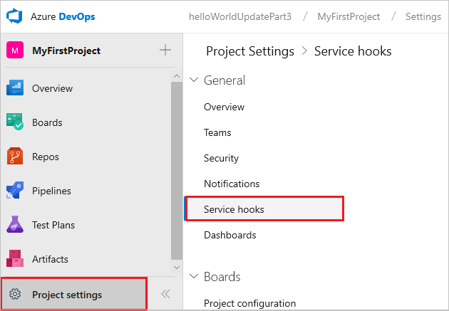 Screenshot of highlighted Project settings button.