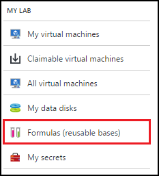 Screenshot that shows the lab's page with "Formulas (reusable bases)" selected.