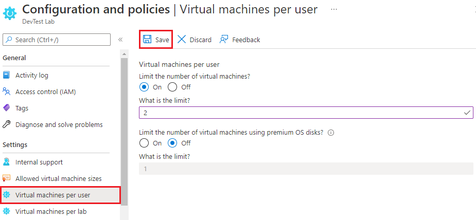 Screenshot showing Virtual machines per user.