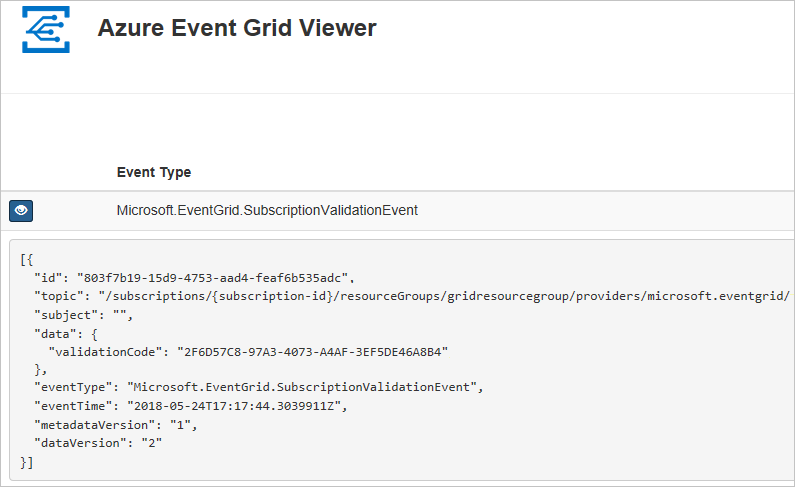 View the subscription event in Azure Event Grid Viewer