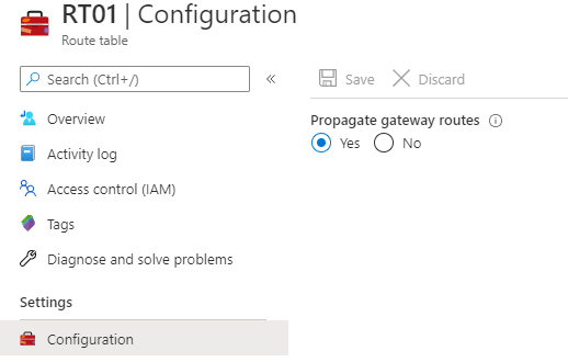 Virtual network gateway route propagation