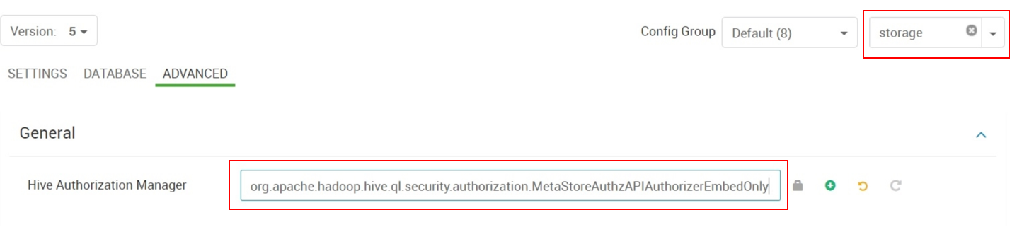 Set authorization to MetaStoreAuthzAPIAuthorizerEmbedOnly.