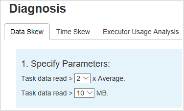 The Data Skew tab within the Diagnosis tab.