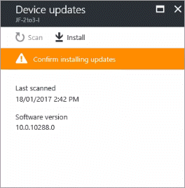 Device updates says "Confirm installing updates". There is an Install button.