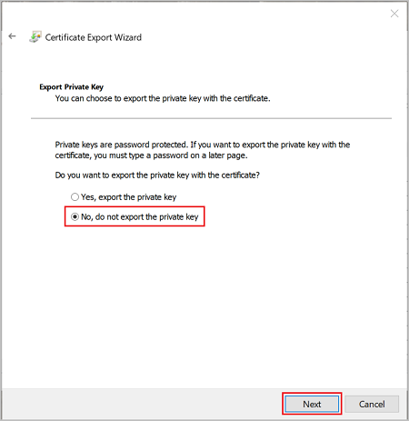 Do not export the private key