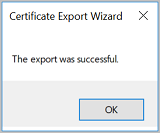 Screenshot shows a message that the export was successful.